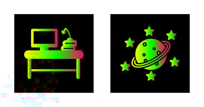 Desktop and Saturn Icon vector