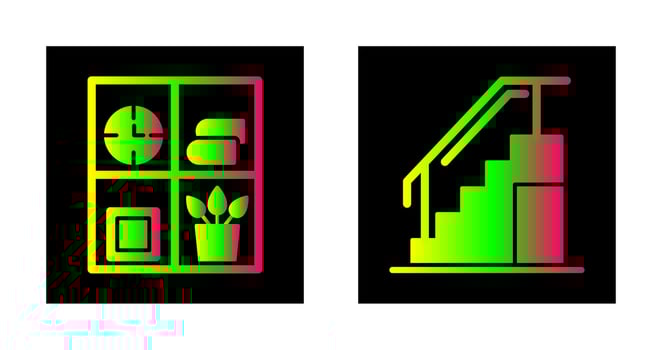 Bookshelf and Stairs Icon vector