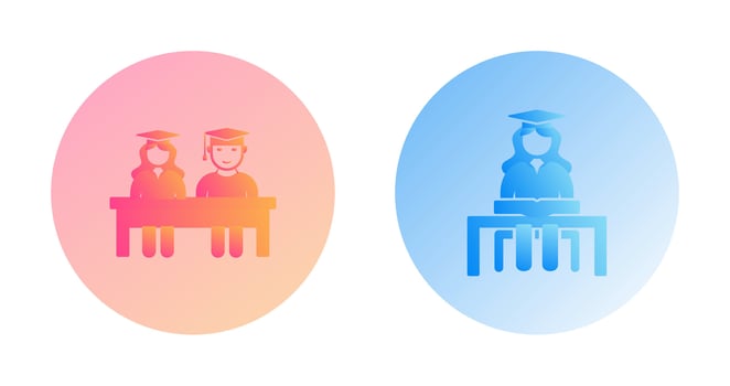 Students Sitting and Female Student Icon vector