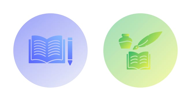 Pencil and Book and Quilland Book Icon vector