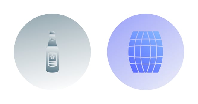 Beer Bottle and Barrel Icon vector