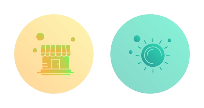 Store and Sun Icon vector