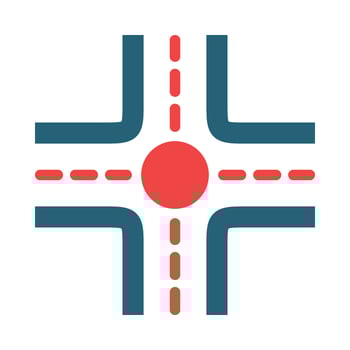 Crossroad Vector Glyph Two Color Icon For Personal And Commercial Use.