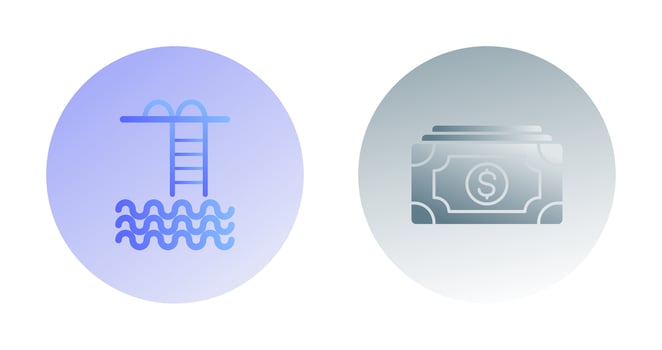 Swiming pool and Money Icon vector