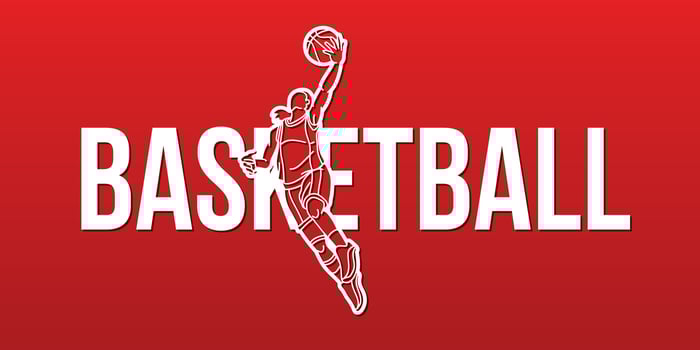 Basketball Female Player Action with Basketball Font Design Cartoon Sport Graphic vector
