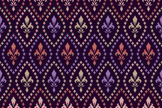 Cross stitch colorful geometric traditional ethnic pattern Ikat seamless pattern abstract design for fabric print cloth dress carpet curtains and sarong Aztec African Indian Indonesian vector