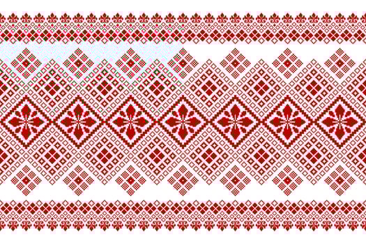 Red Cross stitch colorful geometric traditional ethnic pattern Ikat seamless pattern abstract design for fabric print cloth dress carpet curtains and sarong Aztec African Indian Indonesian vector
