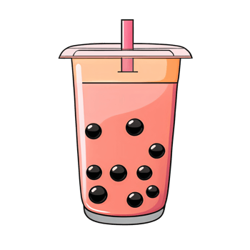 Bubble Tea Hand Drawn Cartoon Style Illustration AI Generated png