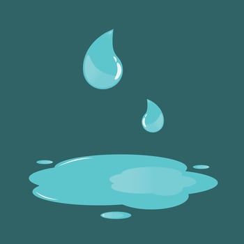 Blue water drops and puddle vector