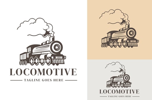 Vintage Retro Locomotive Engine Logo Design Train Logo Symbol Land Transportation concept vector