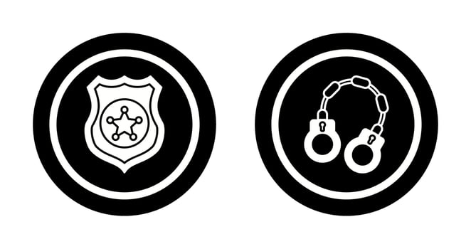 Police shield and Handcuff Icon vector