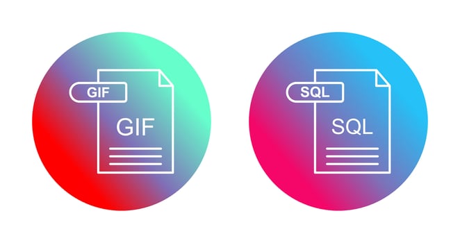 GIF and SQL Icon vector