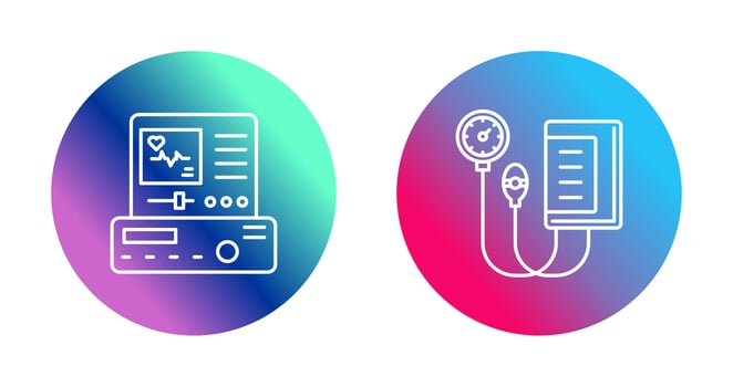 Electrocardiogram and Blood Pressure Gauge Icon vector