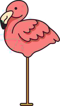 Flamingo icon in doodle style. Vector illustration.