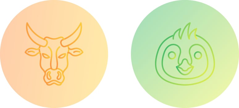 Cow and Penguin Icon vector