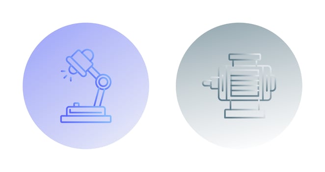 Desk Lamp and ELectric Motor Icon vector