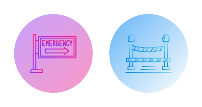 Emergency Sign and Do Not Cross Line, Icon vector