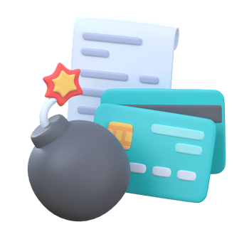 Time bomb with credit card Bill concept for charging extravagant spending png