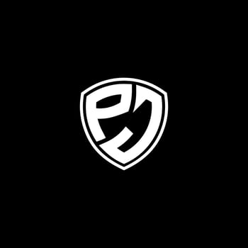 PJ Initial Letter in Modern concept Monogram Shield Logo vector