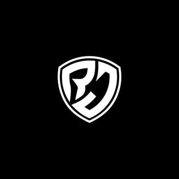 RJ Initial Letter in Modern concept Monogram Shield Logo vector