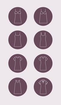 Women's dress line icon in the circle. Vector illustration.
