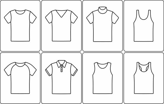 Men's t shirt, turtleneck, tank top, singlet. Clothes line icon. Vector illustration.