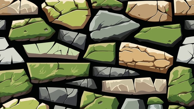 Stone Wall with Crack and Moss Texture for Backdrop and Wallpaper vector