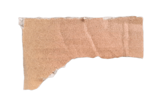 Torn cardboard paper of brown isolated on transparent background for using as text box png