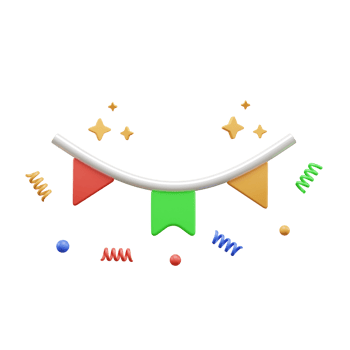 Birthday party flag 3d icon or Party Garland 3D Icon or Bunting Flag 3D Icon png