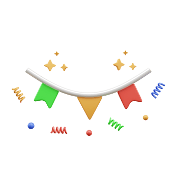Birthday party flag 3d icon or Party Garland 3D Icon or Bunting Flag 3D Icon png