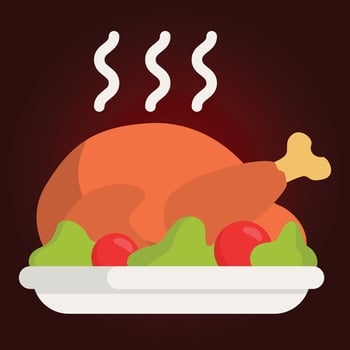Roast chicken flat icon. Vector illustration