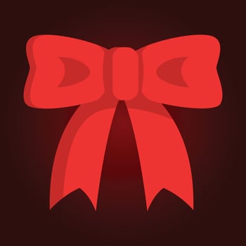 Red bow on a red background. Vector illustration for your design.