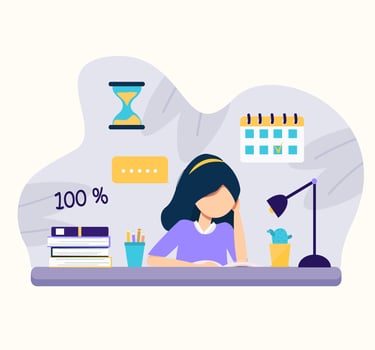 girl prepare for exams vector