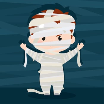 Cute kawaii mummy costume Halloween season Vector illustration