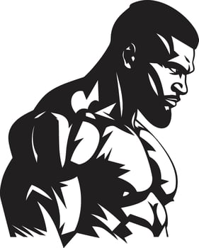 Inkwell Intensity Black Bodybuilder Vector Monolithic Fitness Magic Vector Sculpted Elegance