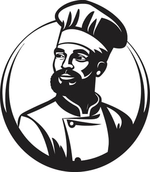 Chefs Apron Elegance Black Vector Design A Taste of Artistry Monochrome Chef Illustration