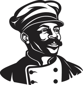 Epicurean Expression Chef Vector in Black The Tasteful Palette Black and White Chef Art