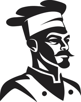 Art of the Plate Chef Vector in Black Elegant Culinary Creations Black and White Portrait
