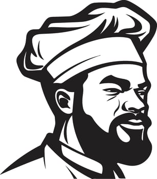 Culinary Craftsmanship Monochrome Chef Vector Excellence Gourmet Delights in Black Culinary Portrait Design