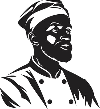 Chefs Culinary Elegance Black Vector Portrait A Symphony of Flavors Monochromatic Chef Art