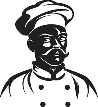 Gourmet Artistry in Monochrome Black Culinary Craft A Chefs Signature Dish Culinary Vector Art