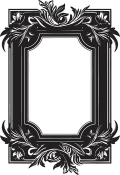 Elegant Floral Symphony Royal Black Decorative Art Blossoms of Nobility Monochromatic Vector for Royalty
