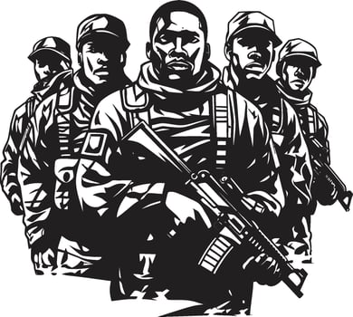 Braverys Silhouette Black Vector Showcasing the Guardians of Night Resilient Protectors Monochrome Vector Portrait of Silent Vigilantes