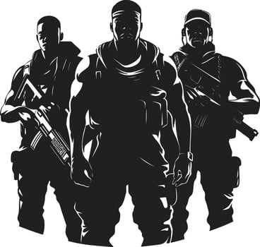 Valor in the Night Black Vector Portrait of Silent Guardians Guardians of the Dark Monochrome Vector Art Celebrating Unseen Sentinels