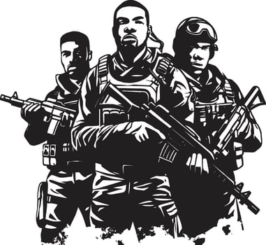 Bravery Unseen Monochromatic Vector Tribute to Unyielding Heroes Heroes of the Night Black Vector Art Celebrating Silent Sentinels