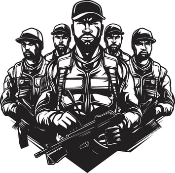 Shadows of Sacrifice Black Vector Tribute to Nighttime Guardians Mysteries of the Militant Monochrome Vector Showcasing the Silent Resolve
