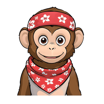 Monkey in Bandana Hand Drawn Cartoon Style Illustration AI Generated png