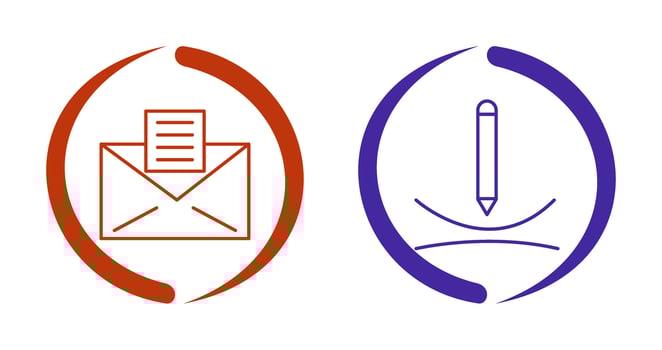 email documents and draw curve Icon vector