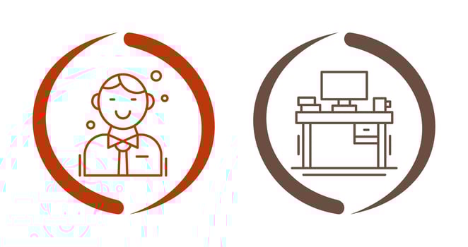 Employee and Desk Icon vector