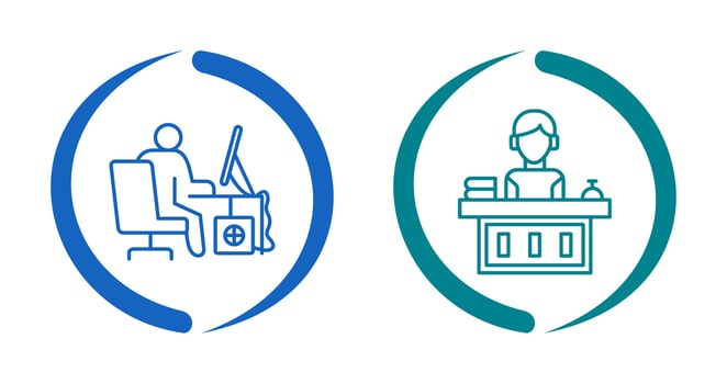 Computer Worker and Office Reception Icon vector